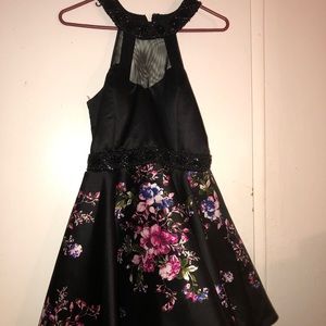 Black and flower color dress